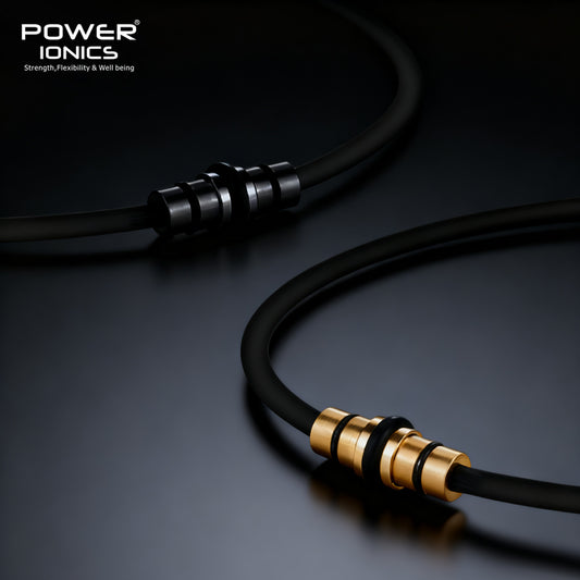 POWER IONICS Dark Warrior Black Gold High Anions Silicone Unisex Necklace