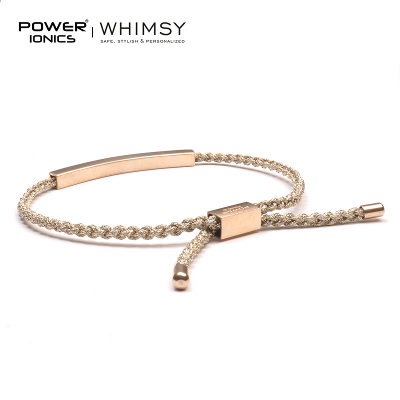 Power Ionics Whimsy New Trend Fashion 18K Rose Gold Plated Unisex Slim Souvenir Bracelet Free Engrave