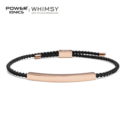 Power Ionics Whimsy New Trend Fashion 18K Rose Gold Plated Unisex Slim Souvenir Bracelet Free Engrave