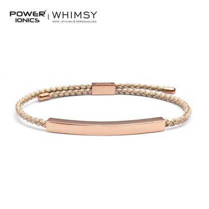Power Ionics Whimsy New Trend Fashion 18K Rose Gold Plated Unisex Slim Souvenir Bracelet Free Engrave