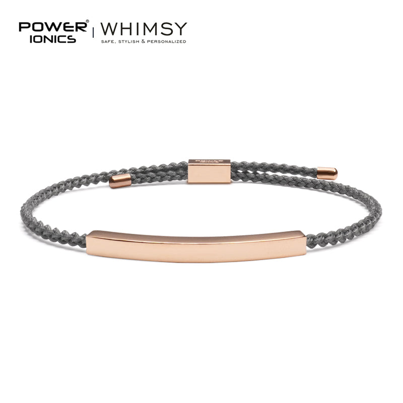 Power Ionics Whimsy New Trend Fashion 18K Rose Gold Plated Unisex Slim Souvenir Bracelet Free Engrave