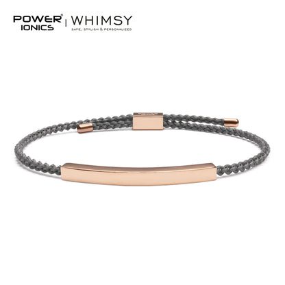 Power Ionics Whimsy New Trend Fashion 18K Rose Gold Plated Unisex Slim Souvenir Bracelet Free Engrave