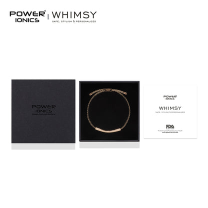 Power Ionics Whimsy New Trend Fashion 18K Rose Gold Plated Unisex Slim Souvenir Bracelet Free Engrave