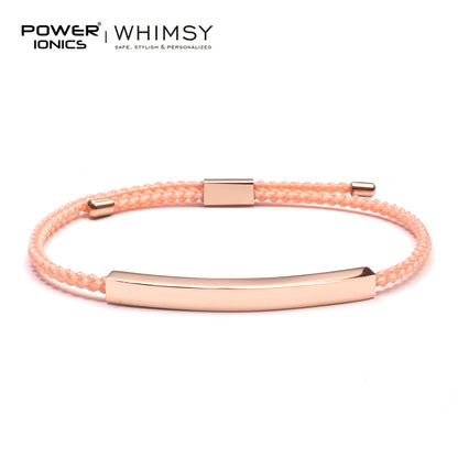 Power Ionics Whimsy New Trend Fashion 18K Rose Gold Plated Unisex Slim Souvenir Bracelet Free Engrave