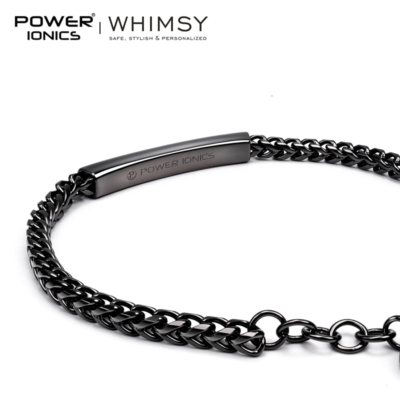 POWER IONICS 316L Stainless Steel Cuban Chain Personalized Couple Bracelet