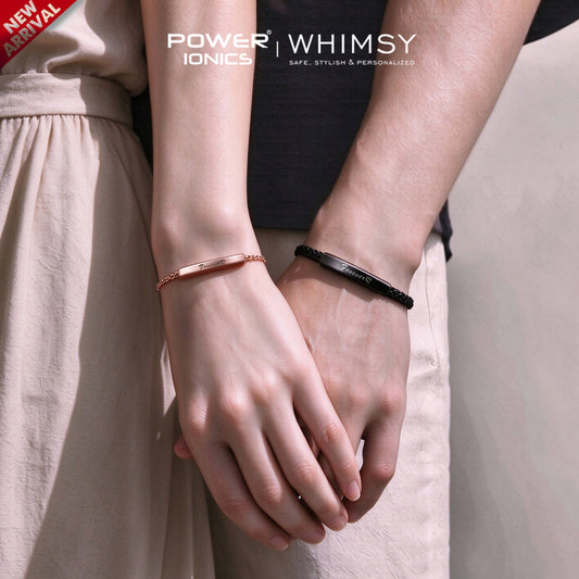 POWER IONICS 316L Stainless Steel Cuban Chain Personalized Couple Bracelet