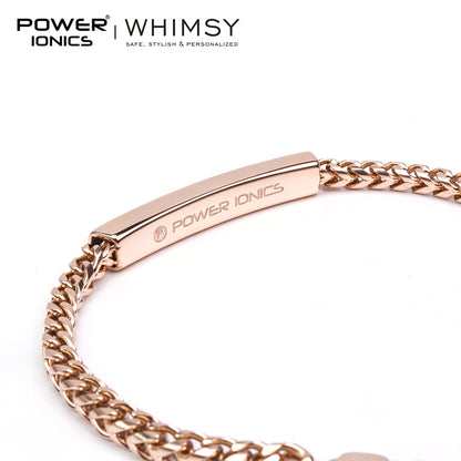 POWER IONICS 316L Stainless Steel Cuban Chain Personalized Couple Bracelet