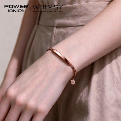 POWER IONICS 316L Stainless Steel Cuban Chain Personalized Couple Bracelet