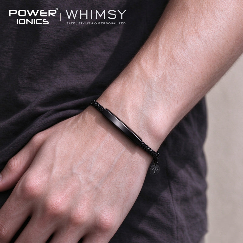 POWER IONICS 316L Stainless Steel Cuban Chain Personalized Couple Bracelet