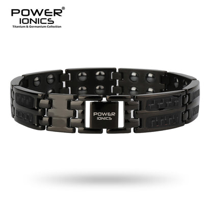 Power Ionics Black 100% Pure Titanium Carbon Fiber Strong Magnetic Therapy Bracelet